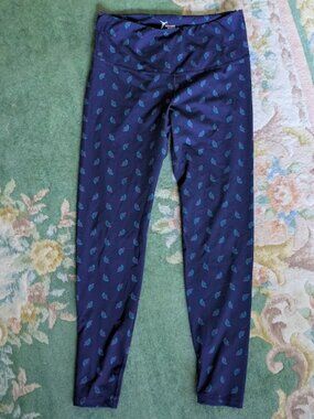 OLD NAVY Active Women Sz L Leggings Fitted Paisley Blue Turquoise Pink Polyester